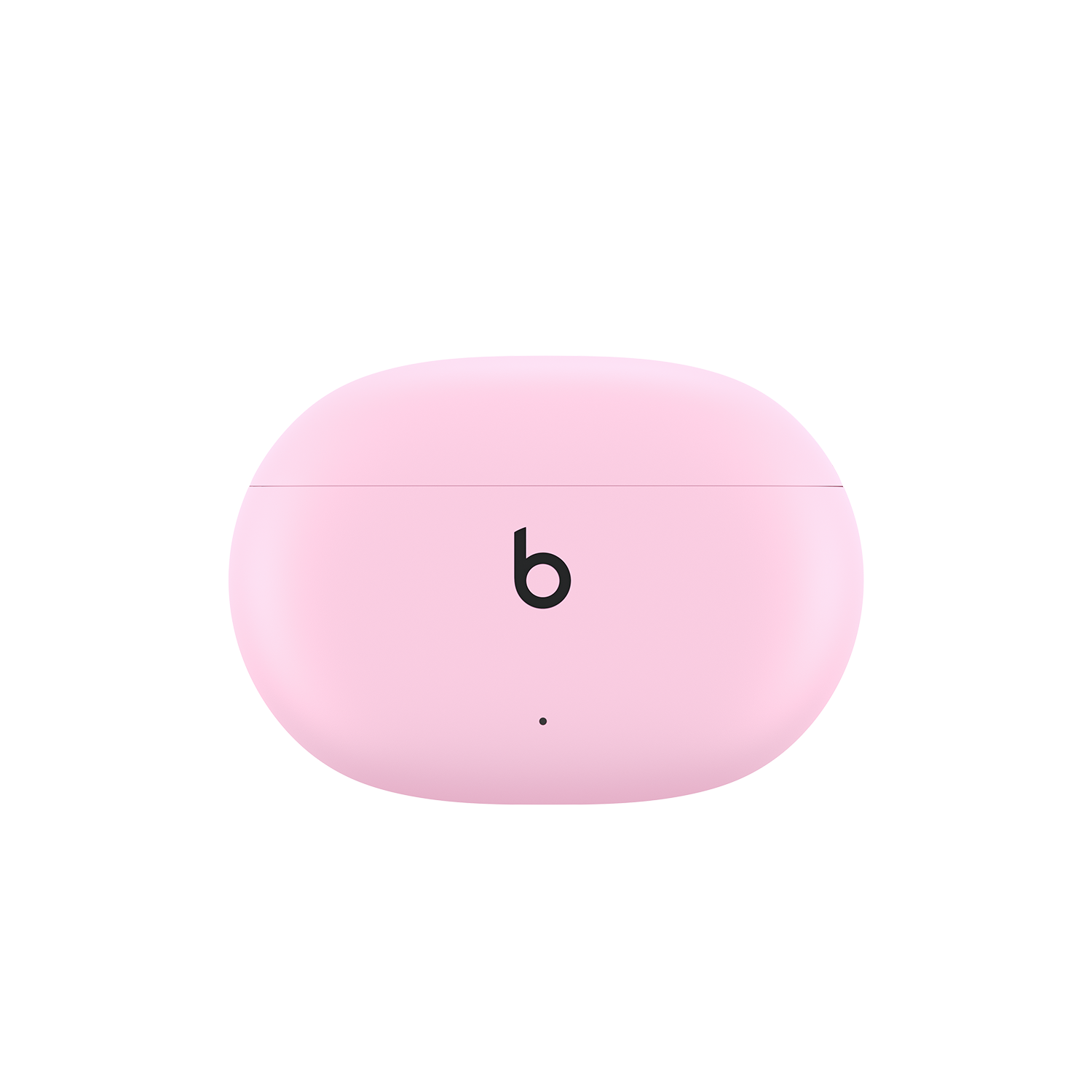 Estuche rosa de auriculares Beats sobre fondo negro.
