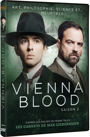 DVD-hoes met twee mannen; één met een hoed. Tekst: Vienna Blood, Seizoen 2. Achtergrond: een gebouw.