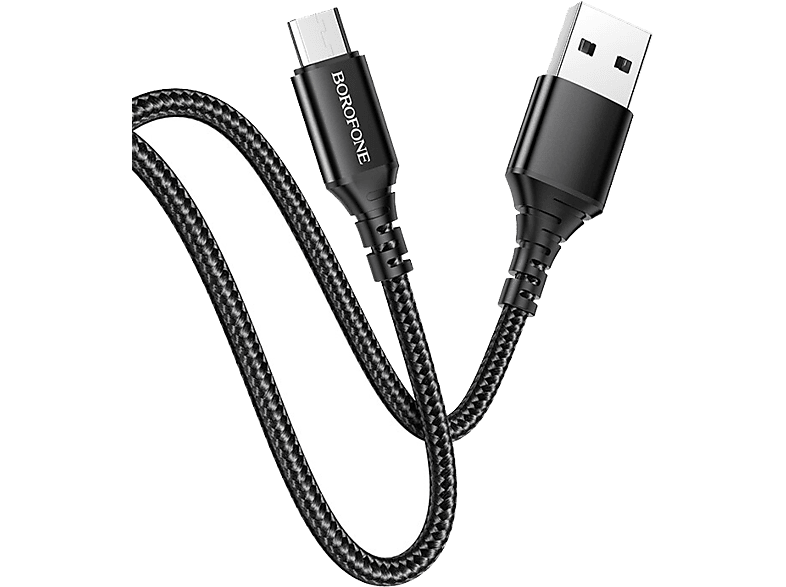 BOROFONE 100 cm-es textil bevonatú Micro USB kábel, fekete (BX54MICROB)