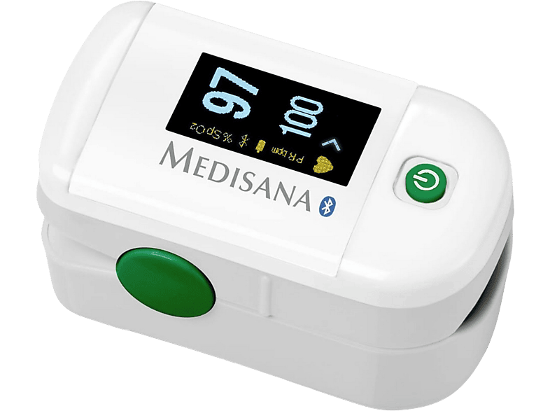 Pulsioxímetro - Medisana PM 100, Detector Pulso/ SpO2, Conexión Bluetooth, Aplicación VitaDock+, Blanco