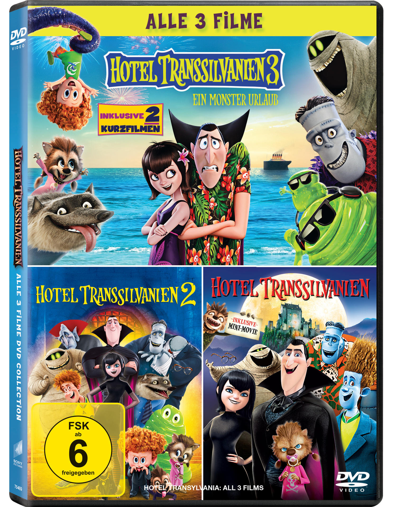 DVD-Box-Set der Hotel Transsilvanien-Filme, animiert.