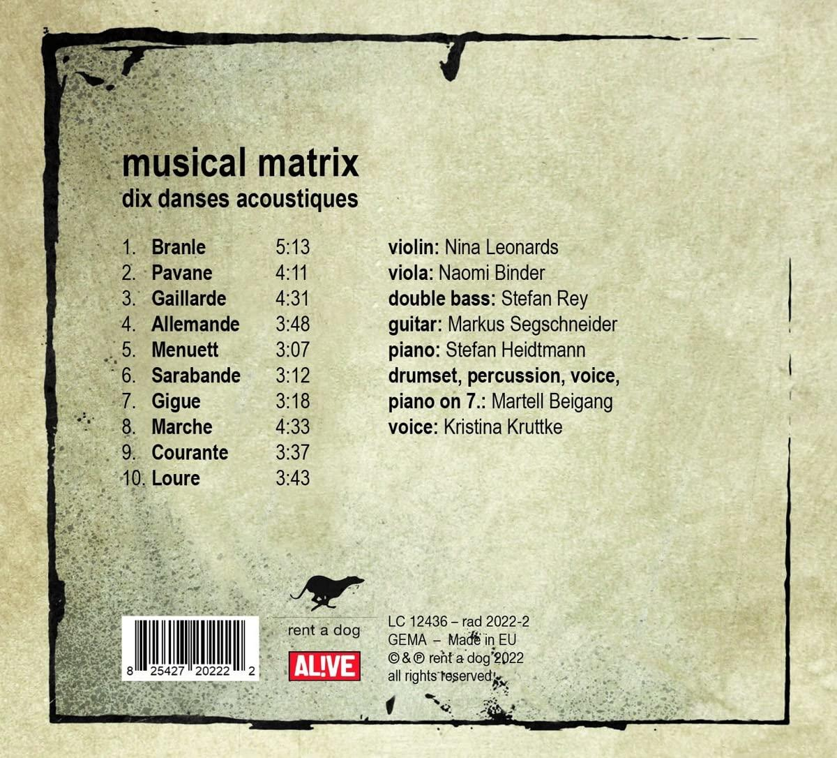 Rückseite einer CD mit Text und Credits. Es hat einen Barcode und ein Alive-Logo.