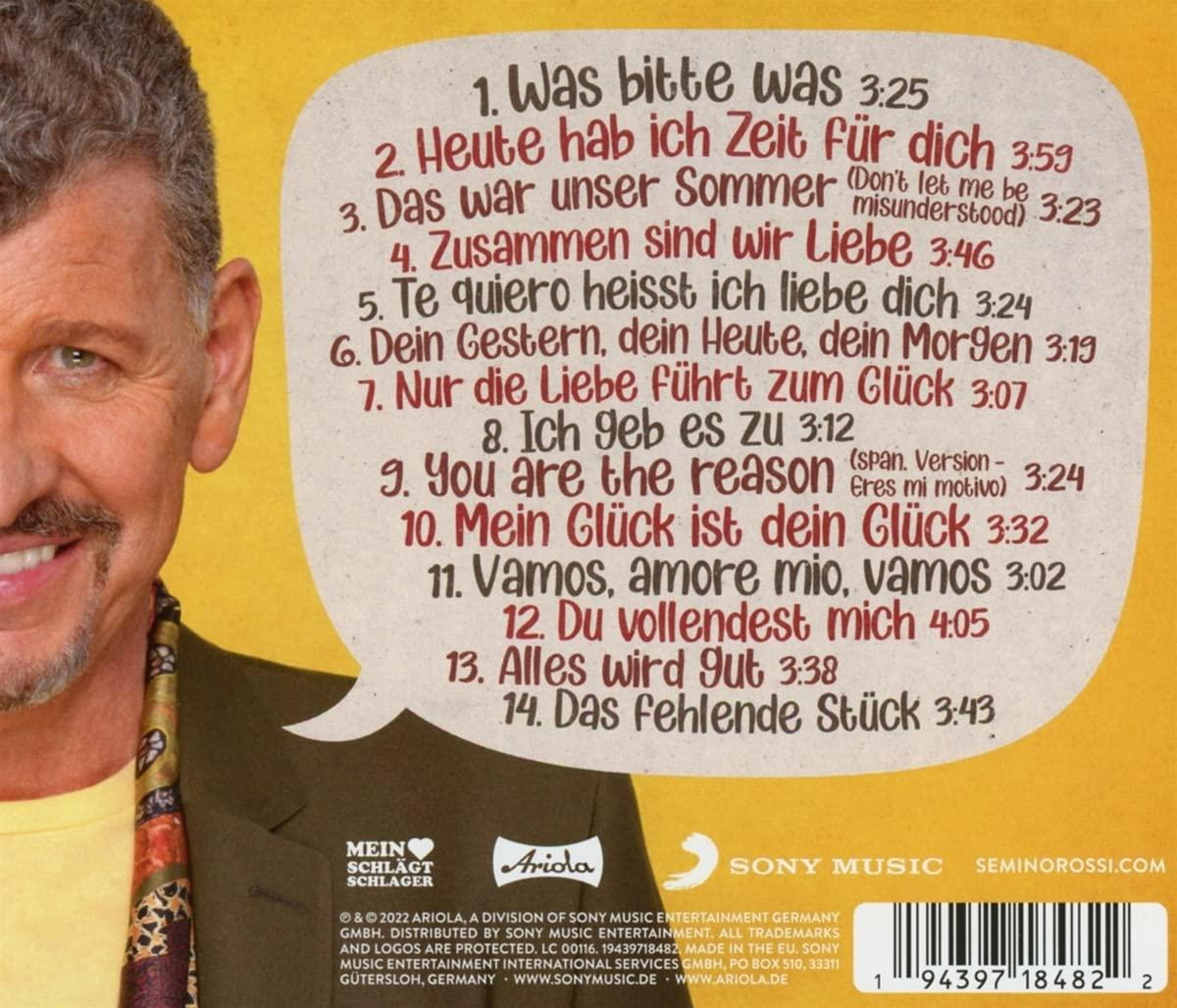 Die Rückseite einer CD-Hülle mit Songtiteln und Künstlerinformationen.