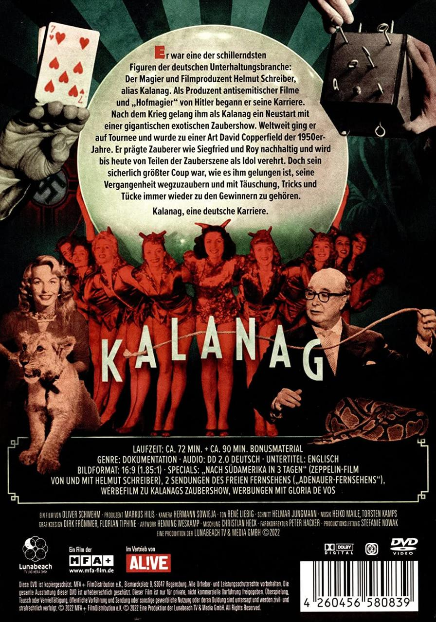 DVD-Cover für den Film 'Kalanag'. Mit Vintage-Ästhetik, einer Frauengruppe und einem Mann.