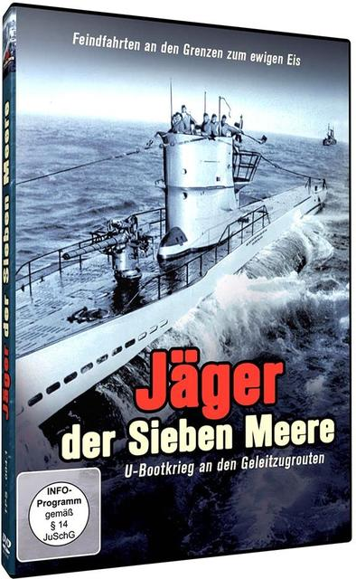 DVD-Cover für einen U-Boot-Film. Zeigt ein U-Boot im Ozean mit deutschem Text und einem DVD-Logo.