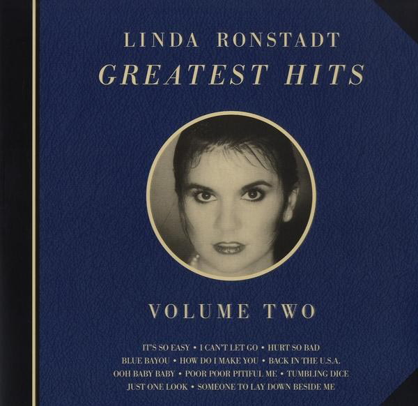 Albumcover: Linda Ronstadts 'Greatest Hits', Volume Two, auf marineblauem Hintergrund.