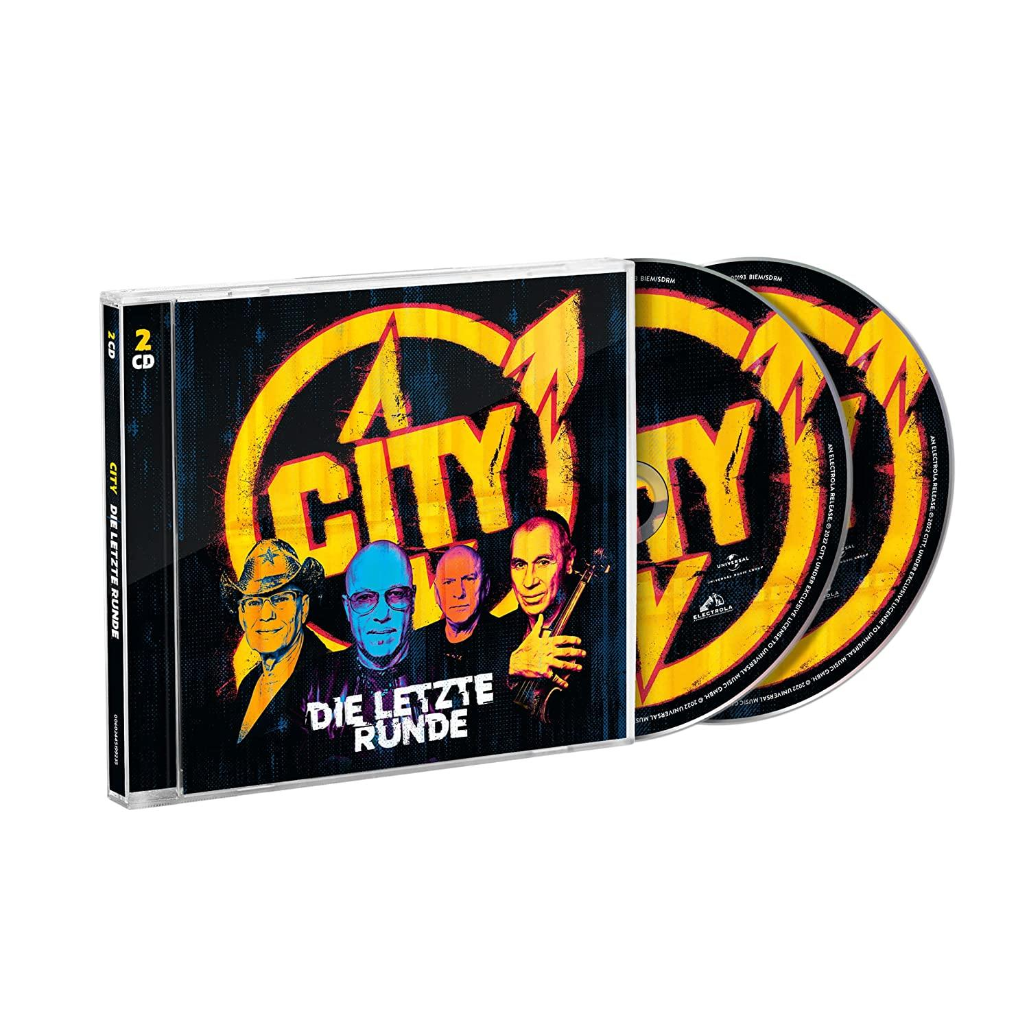 CD-Hülle mit drei CDs, das Cover zeigt vier Männer und einen gelben Kreis.