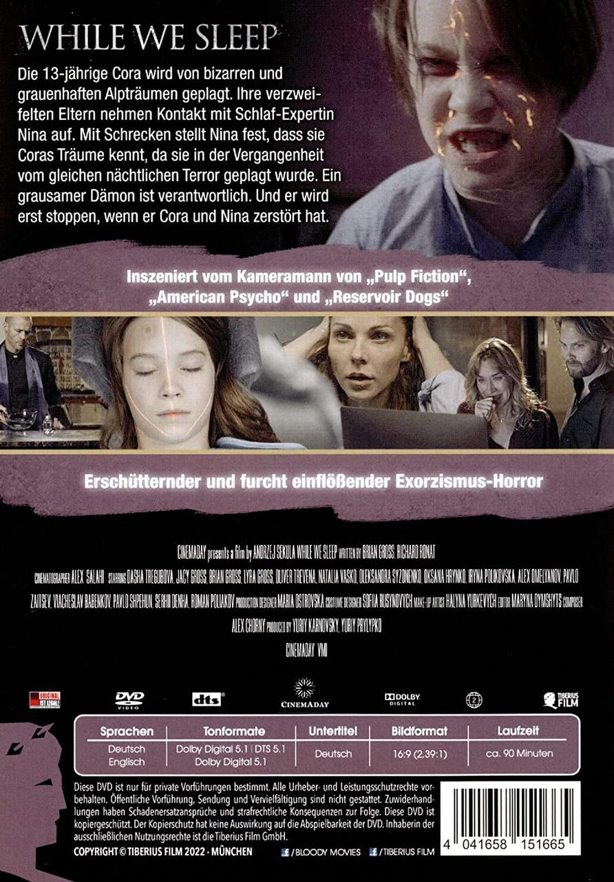 DVD-Hülle für den Horrorfilm 'While We Sleep'.