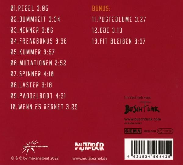 CD-Cover mit Titelliste. Enthält 'Mutabor'- und 'Buschfunk'-Logos.