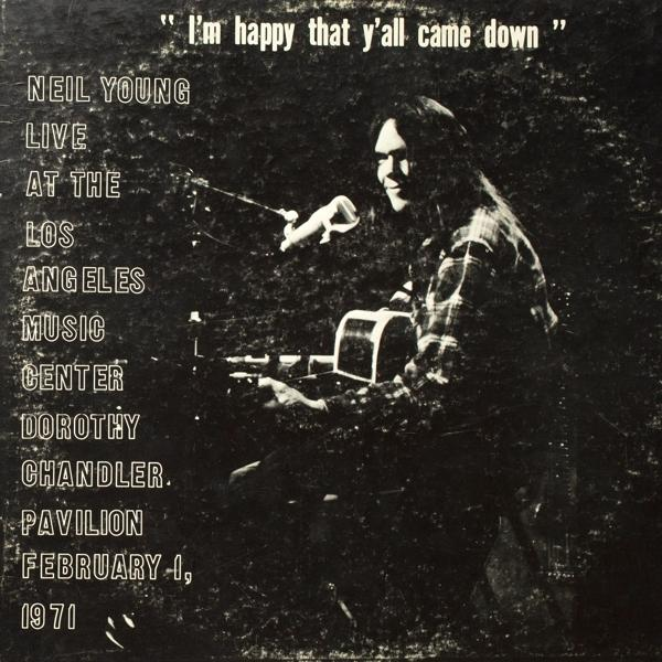 Pochette d'album : Neil Young, image en noir et blanc avec guitare, texte.