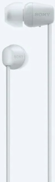 A pair of white earbuds with the 'SONY' logo.