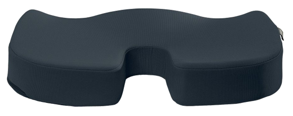 Sötétkék ergonomikus párna. Ívelt formájú, középső kivágással.