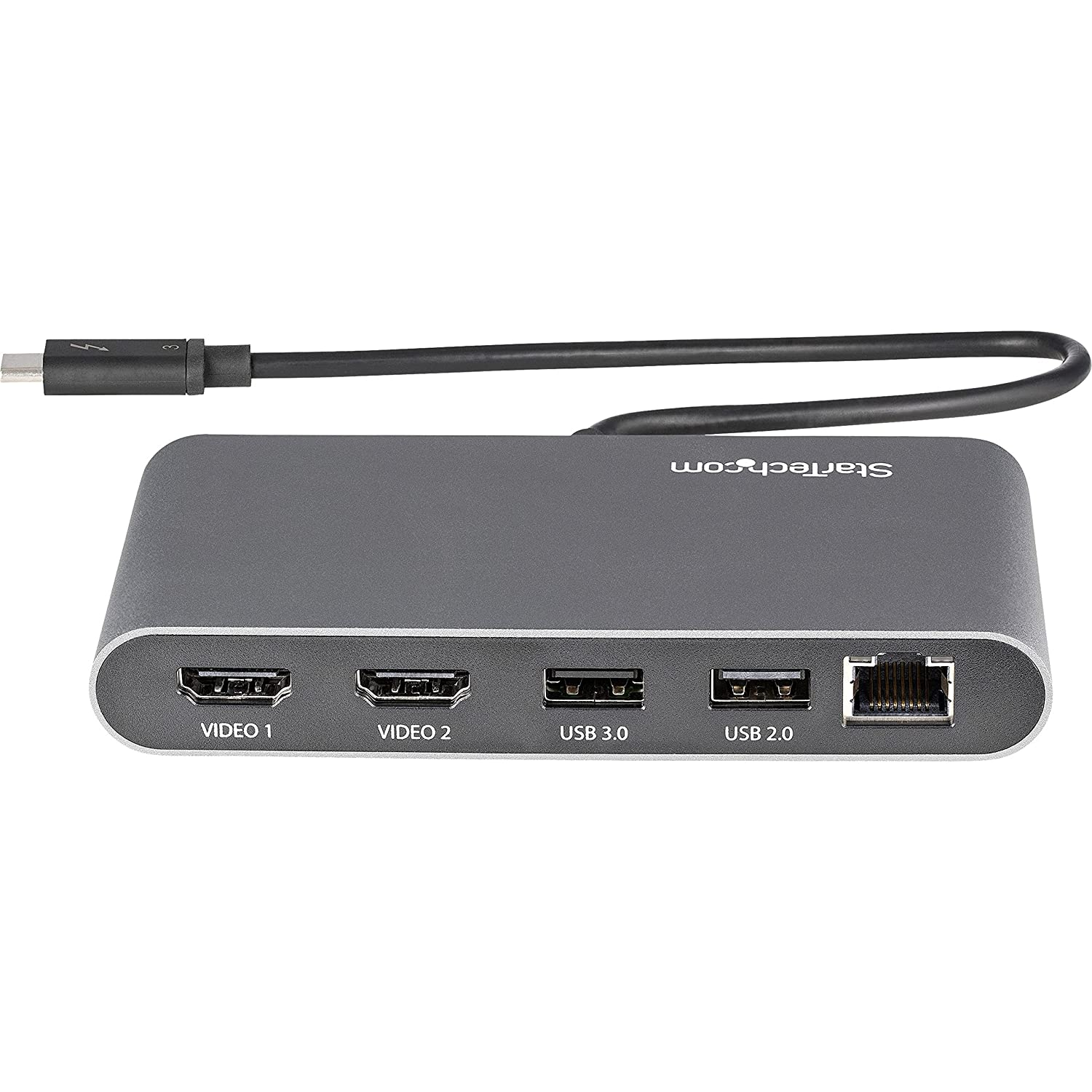 Docking station - Startech TB3DKM2HDL, USB-A 3.2, USB-A 2.0, 2x 4K HDMI, LAN, Plata