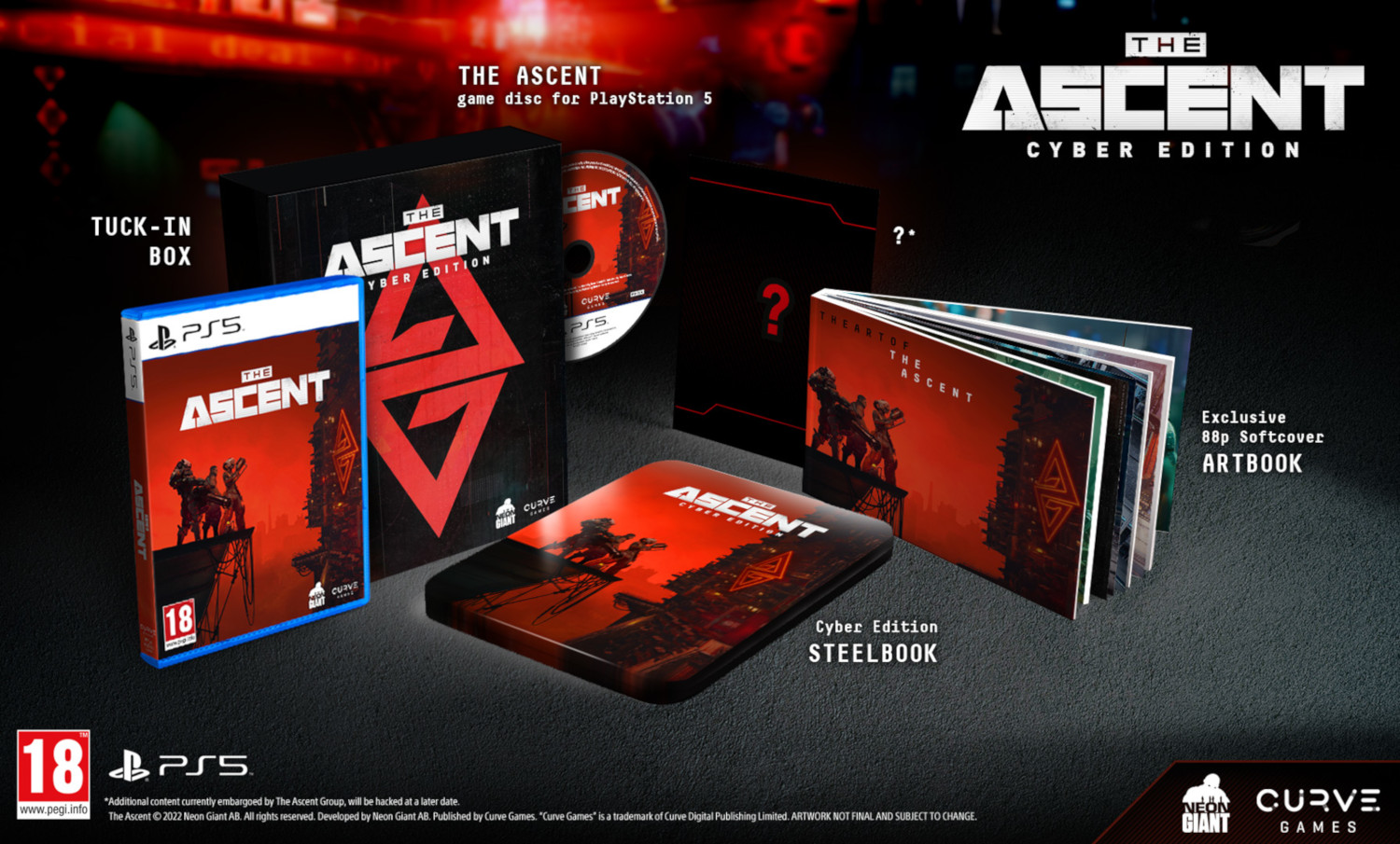 L'ensemble de jeu The Ascent Cyber Edition, comprend le disque du jeu, un artbook et un steelbook.