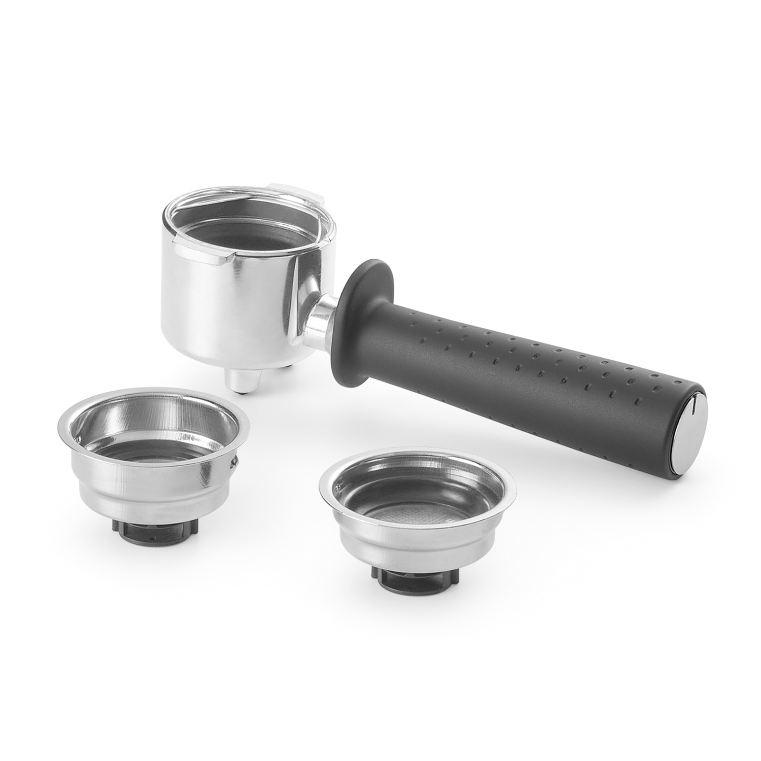 Portafiltro per macchina da caffè con due filtri.