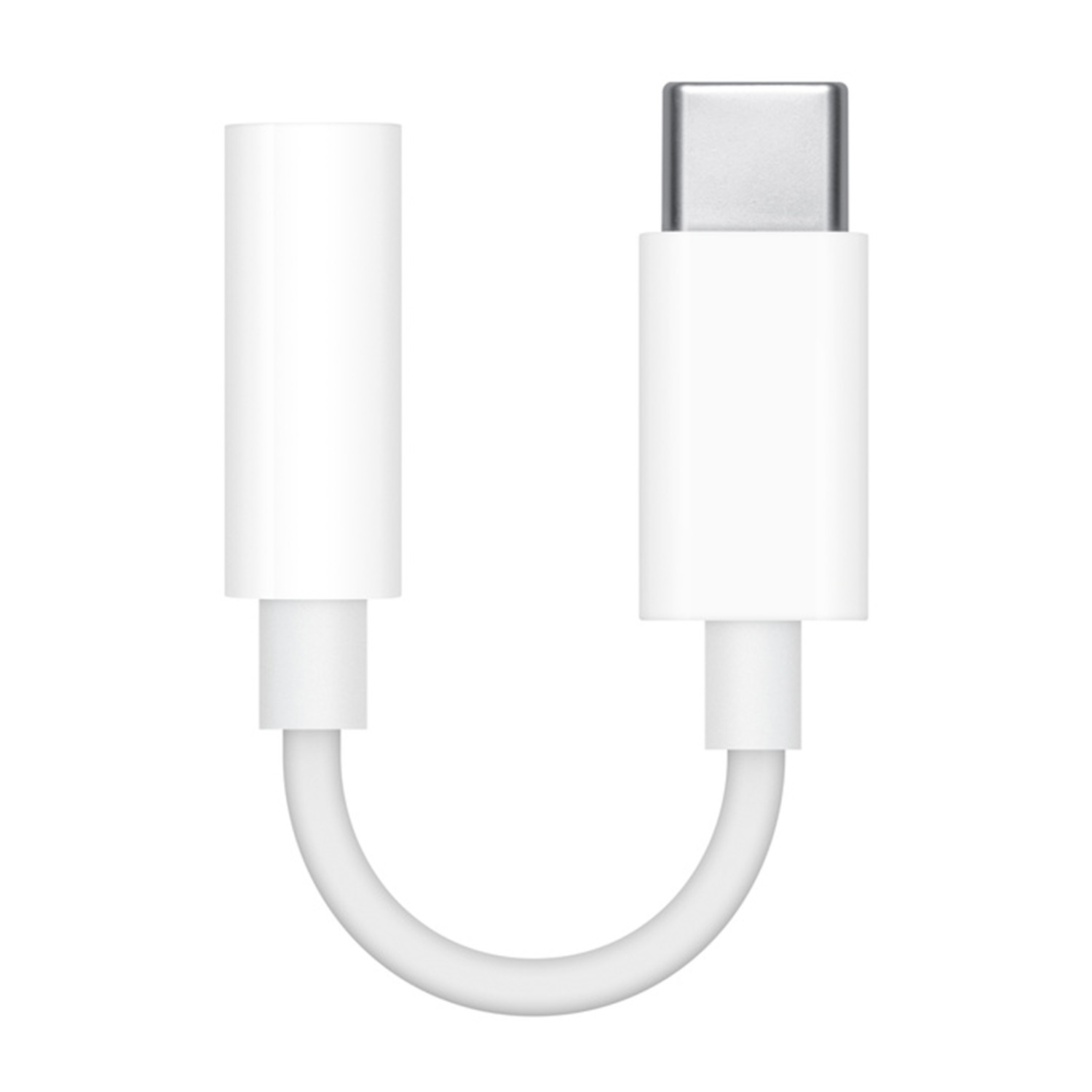 Weißes USB-C-zu-USB-Adapterkabel. U-förmig, mit einem USB-C- und einem USB-A-Anschluss.