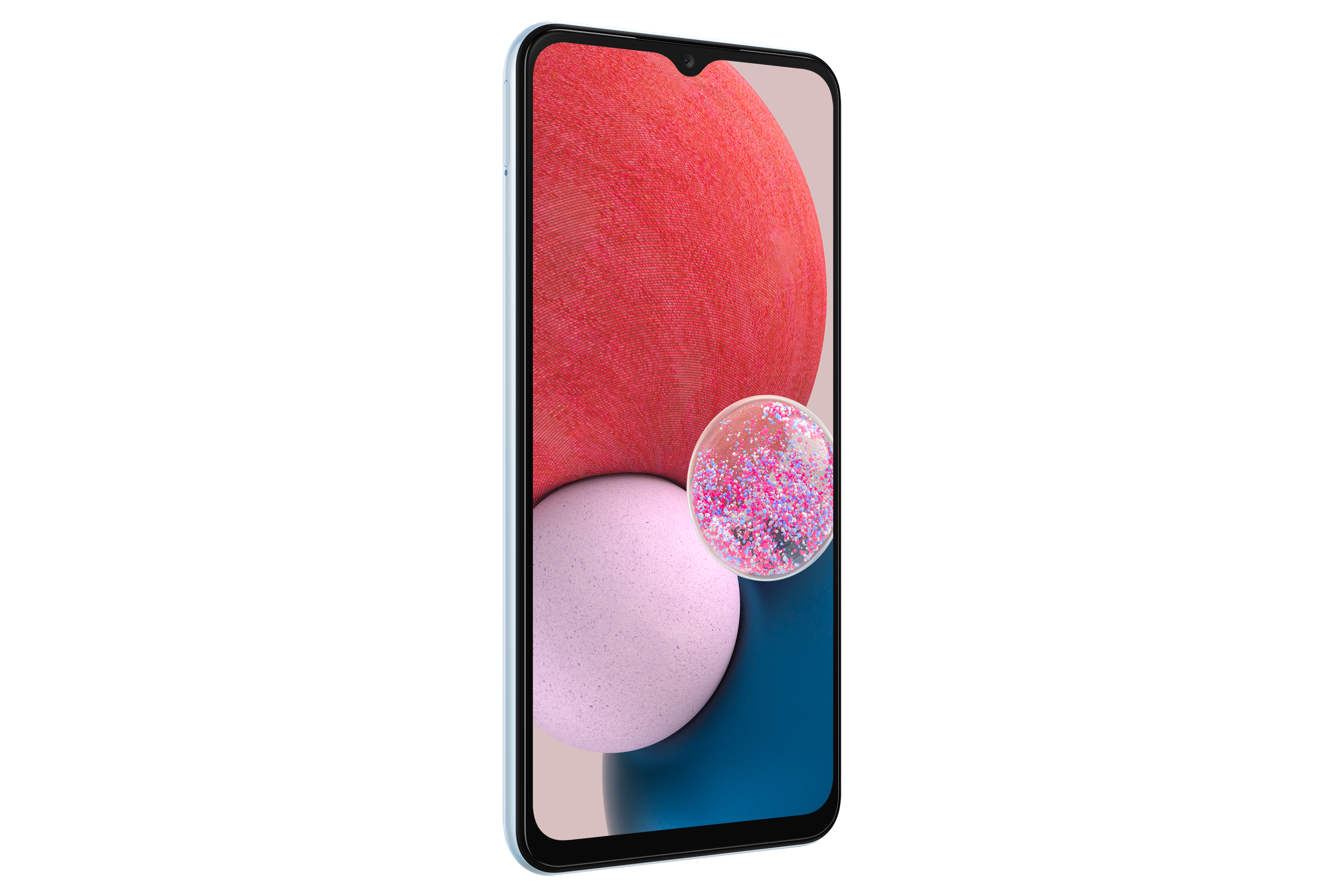 Siyah zemin üzerinde akıllı telefon, ekranda kırmızı ve pembe daireler.