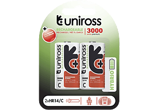 UNIROSS hybrio 2xC tölthető akkumulátor 3000mAh, 2db/csomag (UH2C3000)