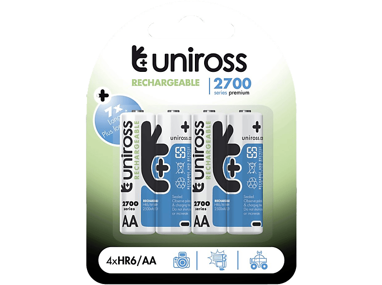 UNIROSS hybrio 4xAA ceruza tölthető akkumulátor 2700mAh, 4db/csomag (UN4AA2700)