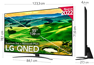 TV QNED 55" - LG 55QNED826QB, UHD 4K, Procesador Inteligente α7 Gen5 AI Processor 4K, Smart TV, DVB-T2 (H.265), Plata