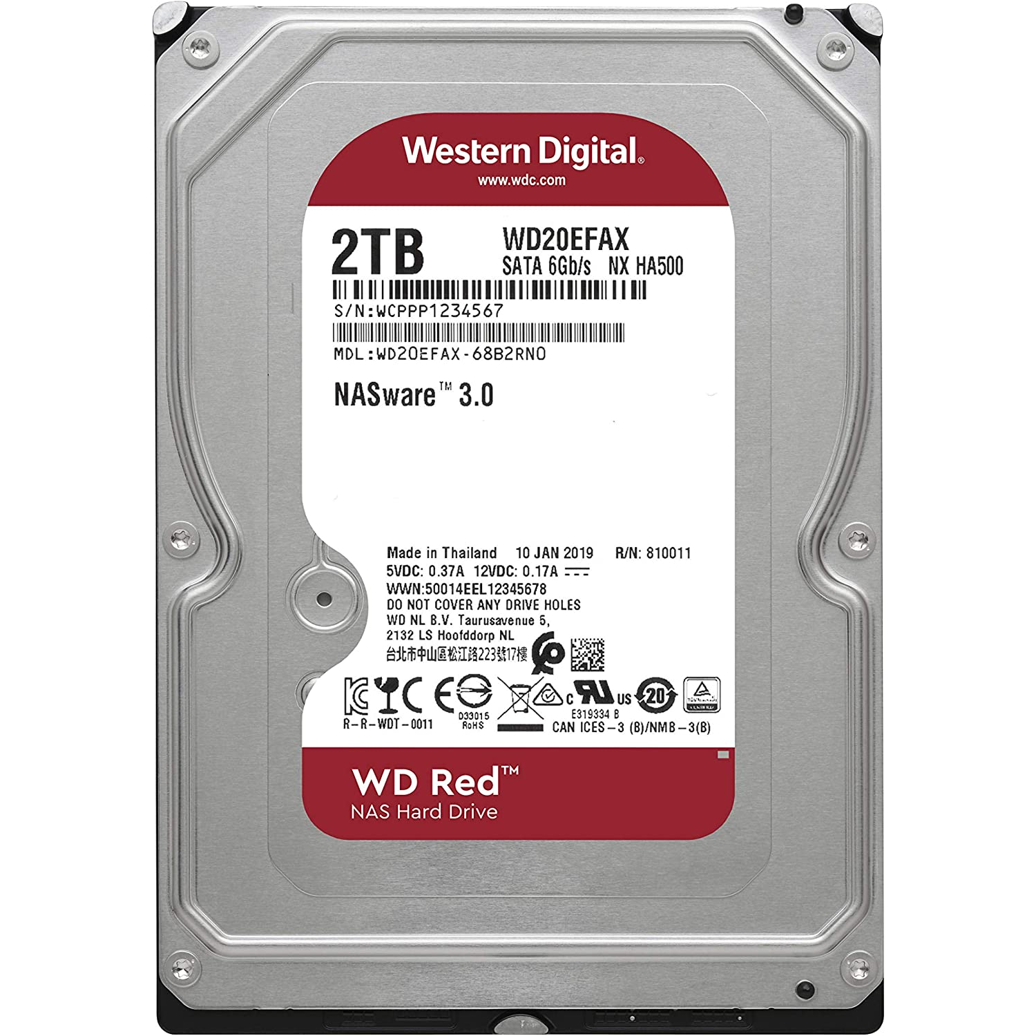 Disco duro interno 2 TB - Western Digital WD Red, Serial ATA III, 6Gb/s, 3.5", 5400 rpm, Caché 256 MB, Rojo