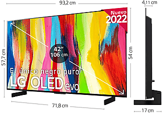 TV OLED 42" - LG OLED42C24LA, OLED 4K, Procesador α9 Gen5 AI Processor 4K, Smart TV, DVB-T2 (H.265), Negro