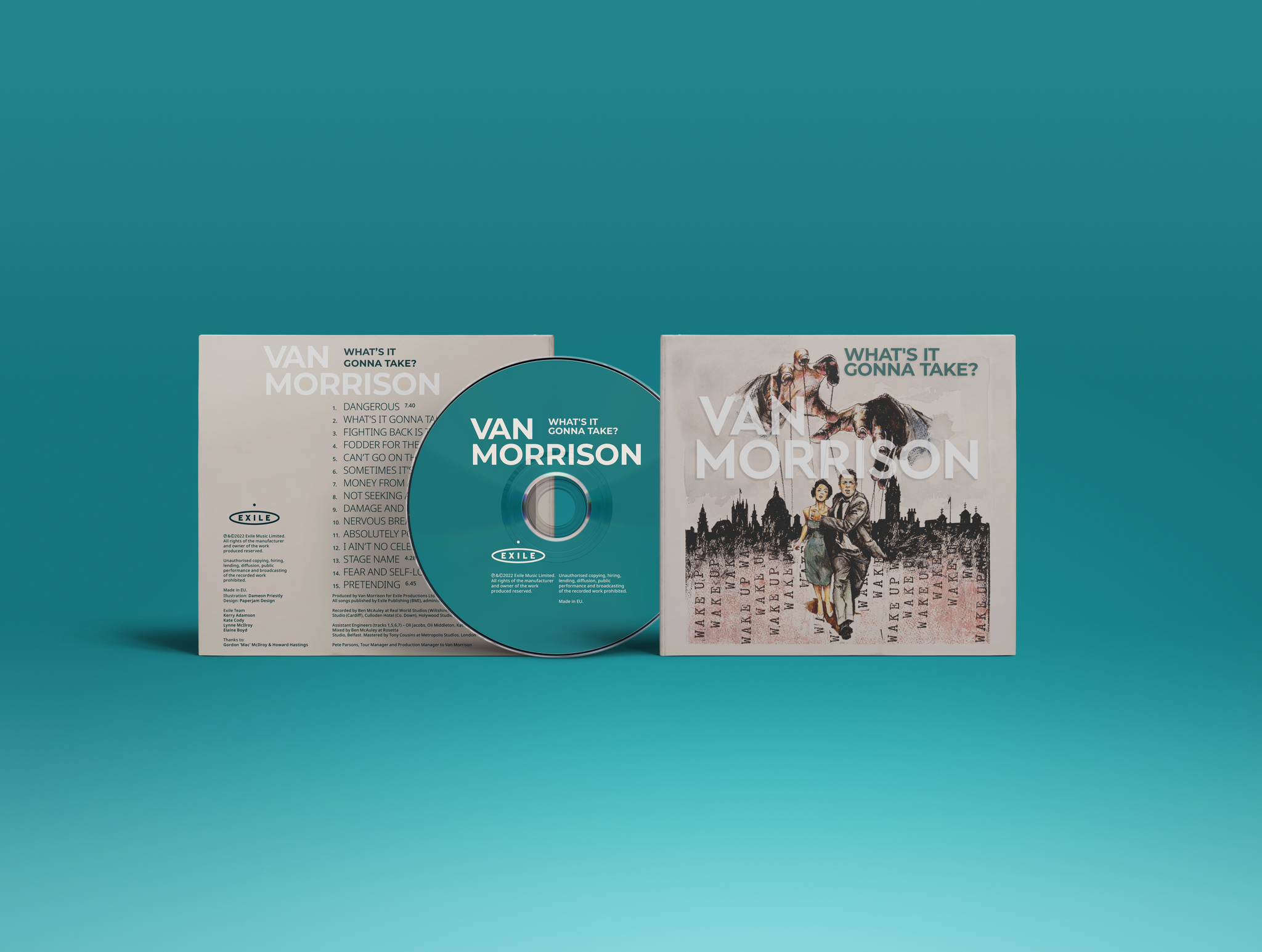 CD-Hülle mit CD. Cover zeigt Van Morrison und Albumtitel. Hintergrund ist türkis.