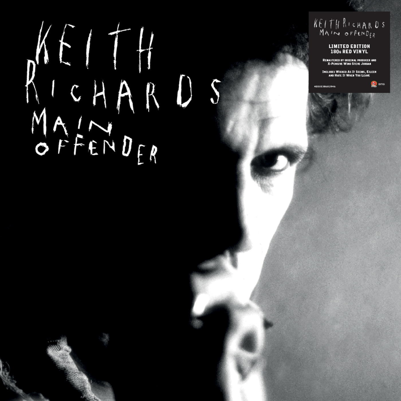 Fekete-fehér album borító. Keith Richards arca a fókuszban, 'Keith Richards Main Offender' szöveggel.
