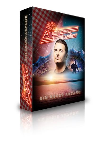 Albumcover für Andreas Gabalier: Ein neuer Anfang. Zeigt das Gesicht des Sängers und eine Bühne.