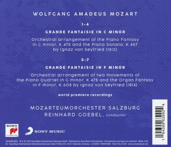Ein CD-Cover mit Text über Mozarts Kompositionen in c-Moll und f-Moll.