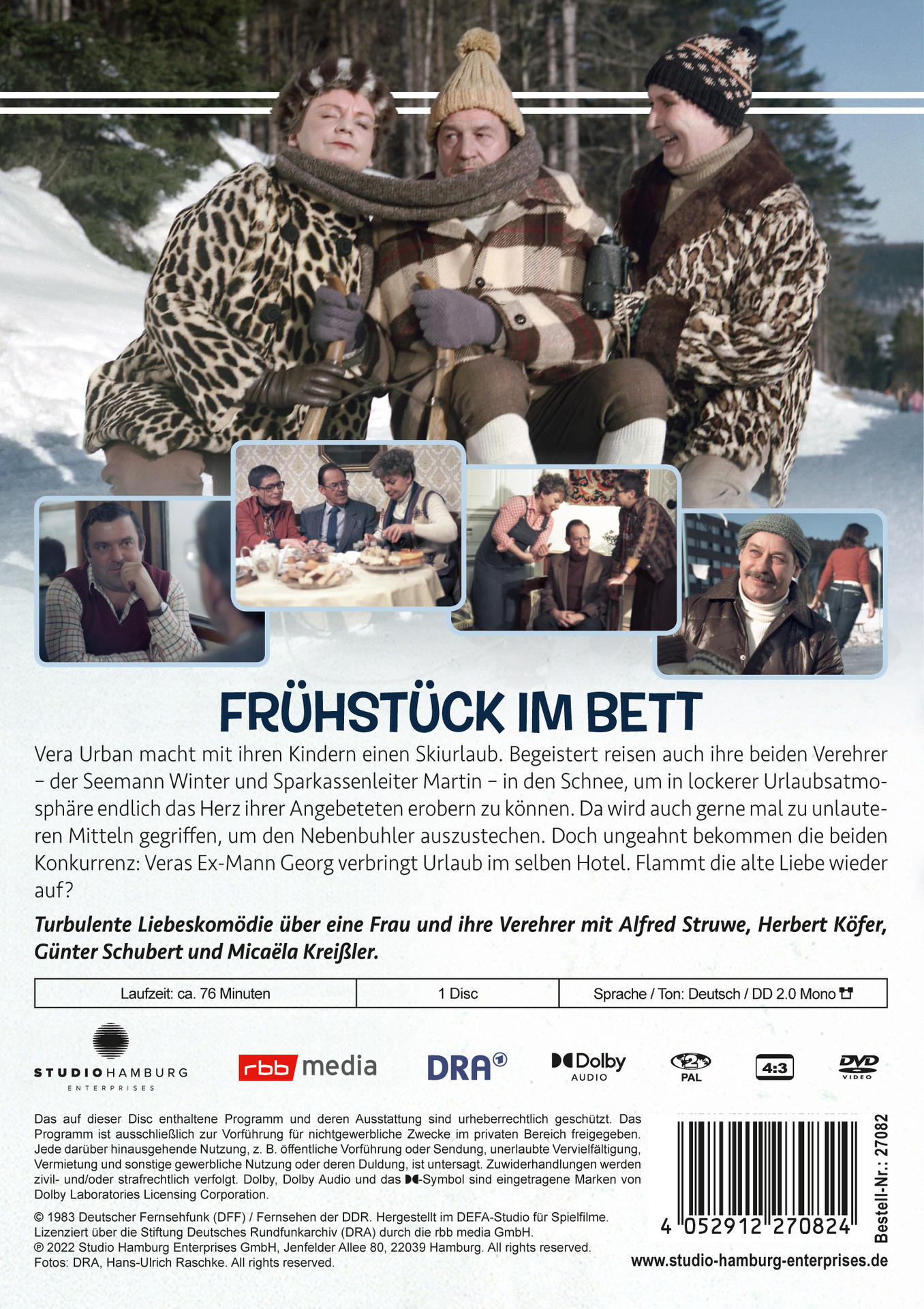 DVD-Cover eines Films mit Schauspielern in einer schneebedeckten Umgebung, Text auf Deutsch.