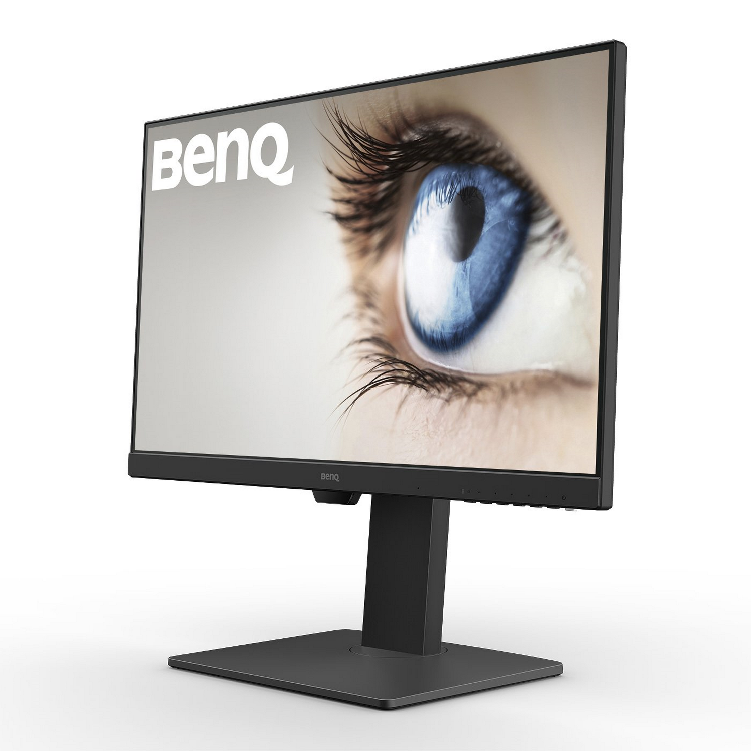 Monitor de ordenador negro que muestra un gráfico de ojo con fondo blanco.