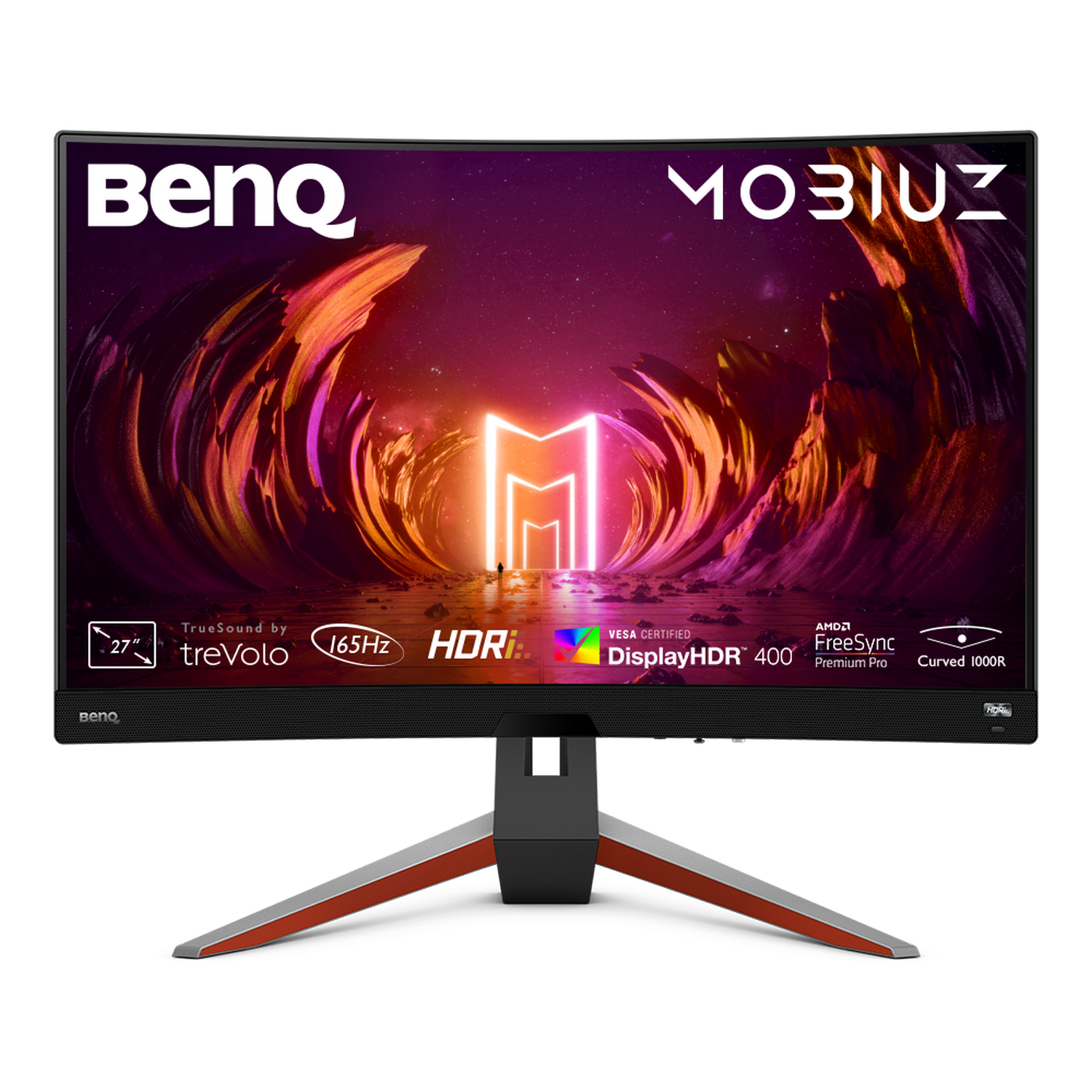 Monitor gaming - BenQ Mobiuz EX2710R, 27" 2K QHD, Curvo, 1 ms, 165 Hz, HDMI, DP, Premium Pro, Metallic Gray