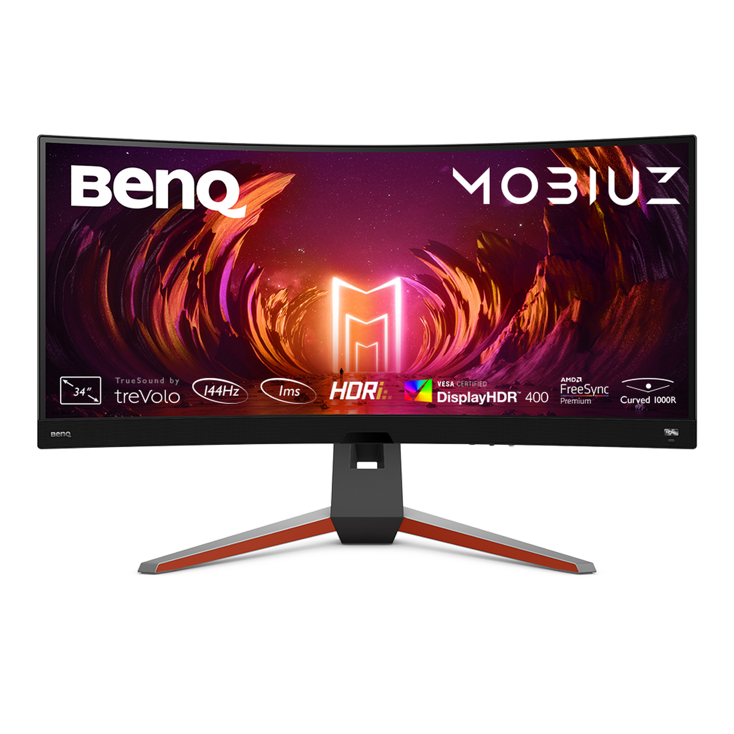 Monitor gaming - BenQ Mobiuz EX3410R, 34" WQHD, Curvo, 1ms, 144Hz, HDMI, DP, USB, Premium Pro, Metallic Gray