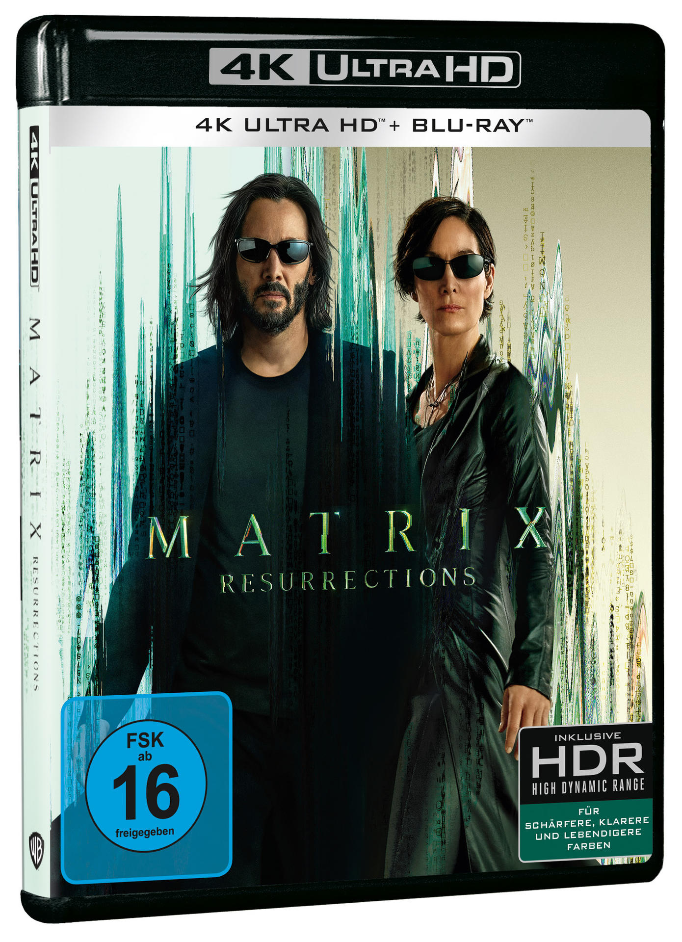 Filmcover von The Matrix Resurrections mit Keanu Reeves und Carrie-Anne Moss.