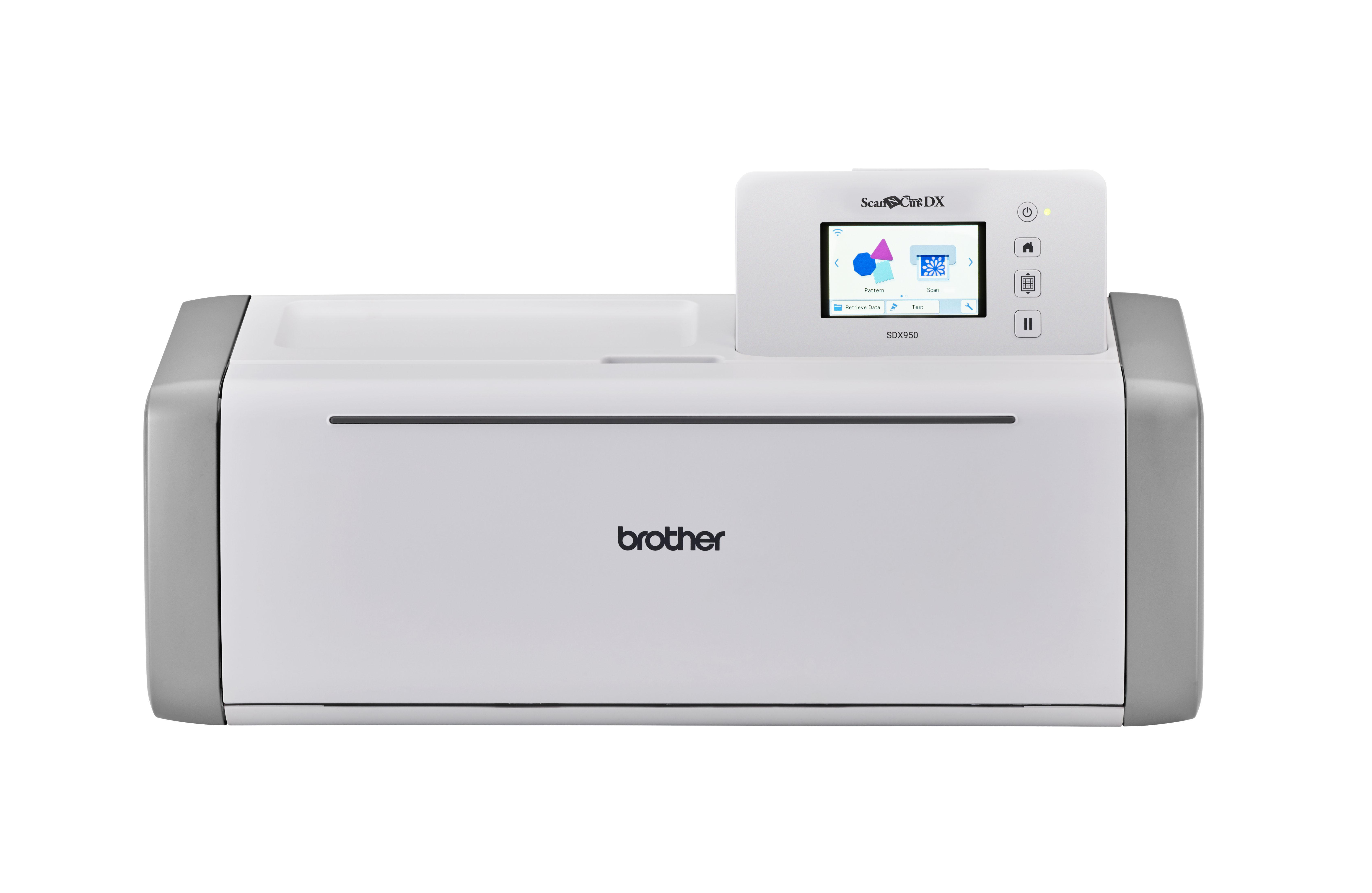 Brother ScanNCut DX Maschine, weiß und grau, mit Touchscreen.