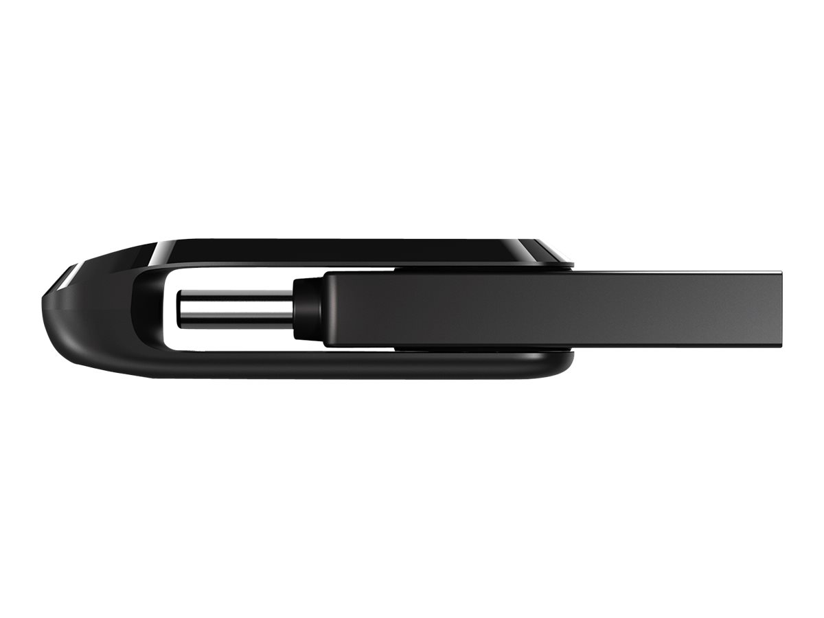 Schwarzer USB-Stick. Rechteckig mit glattem, abgerundetem Ende.