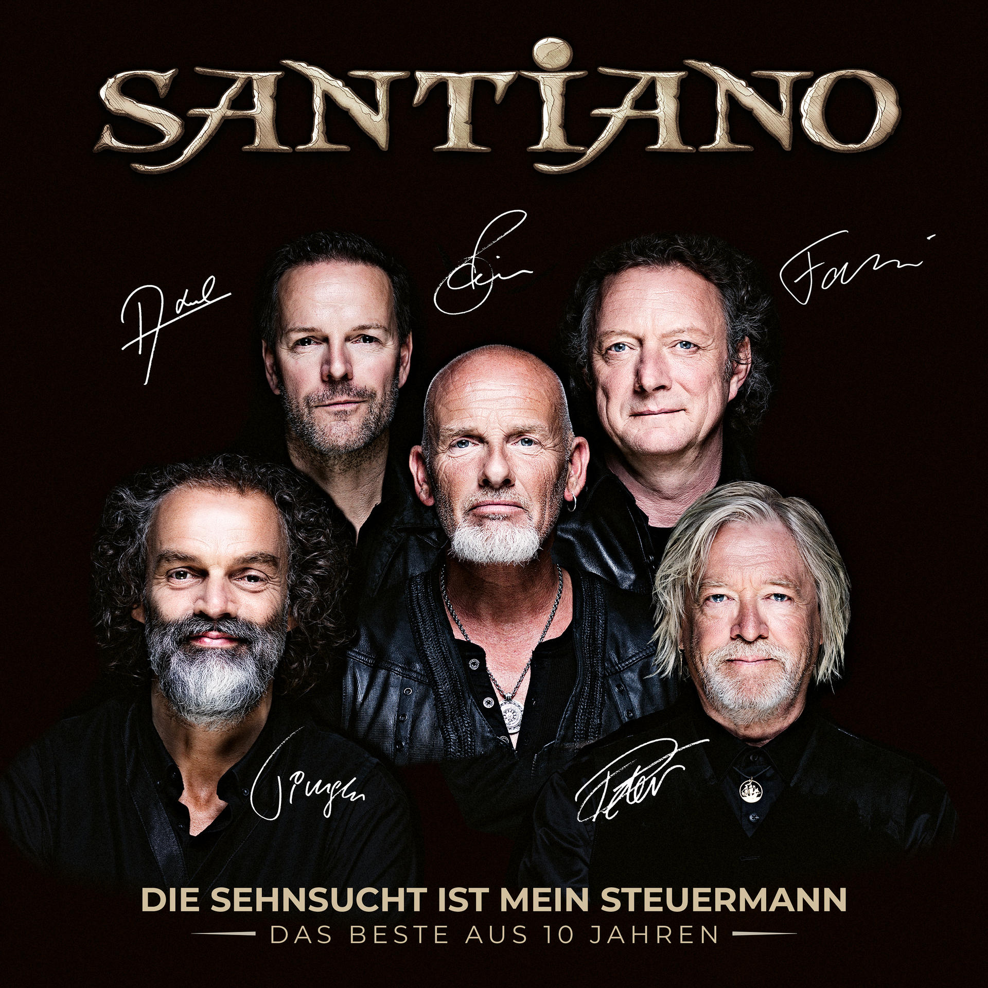 Albumcover von Santiano mit Unterschriften der Bandmitglieder.