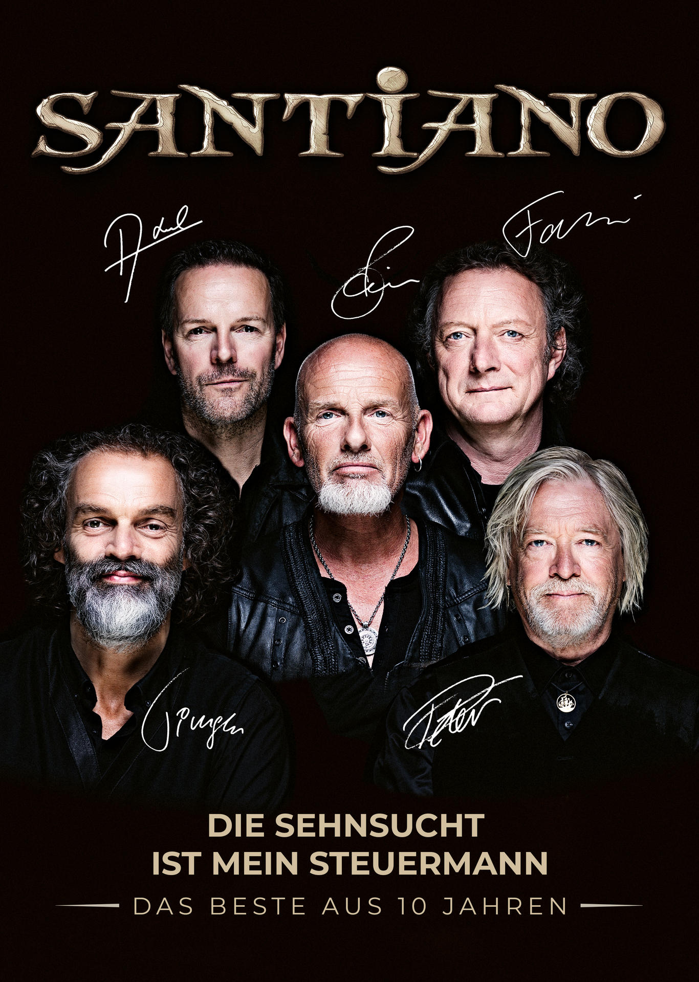 SANTIANO-Albumcover; Bandmitglieder mit Unterschriften.