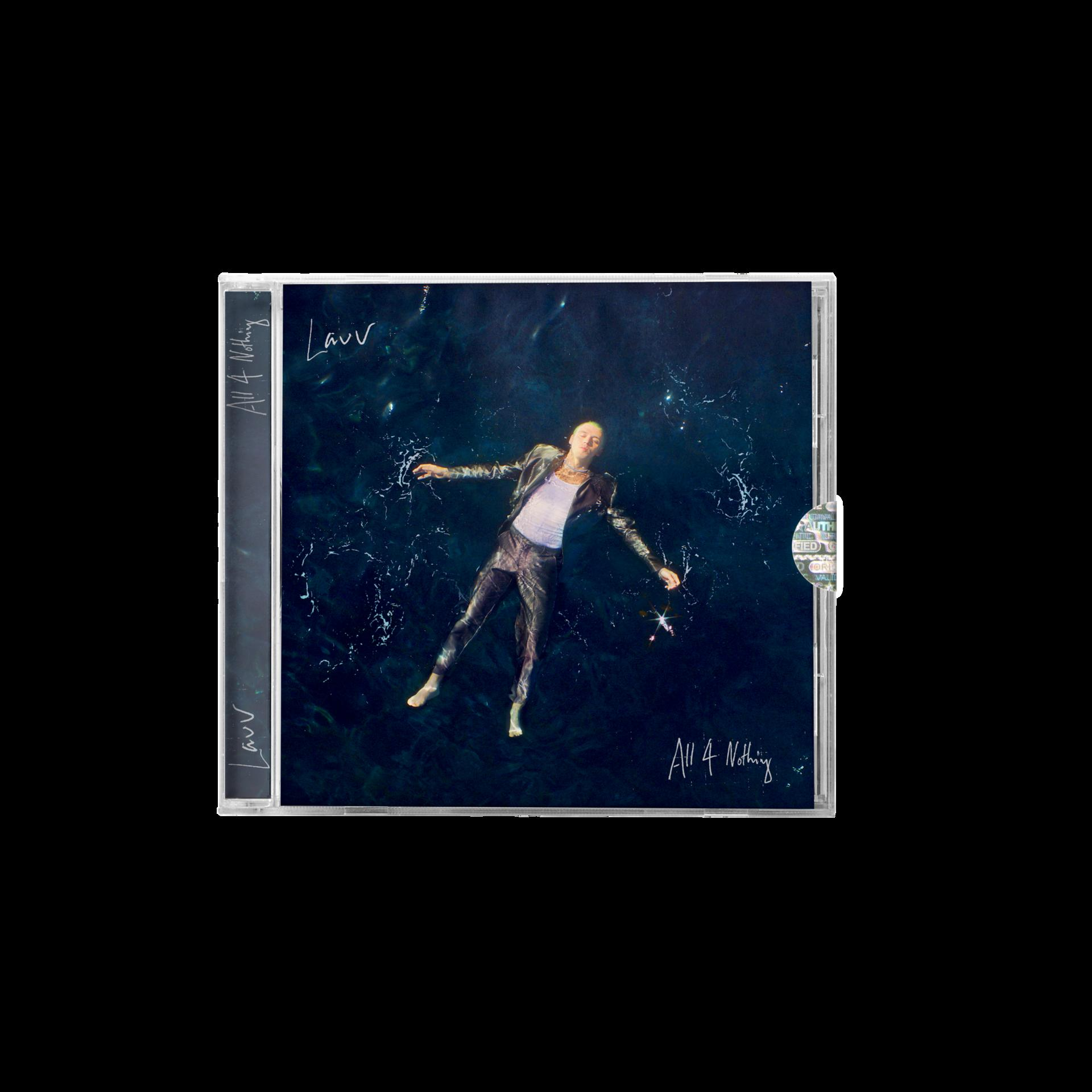 CD-Hülle mit Künstler im Wasser. Albumtitel sichtbar. Schwarzer Hintergrund.