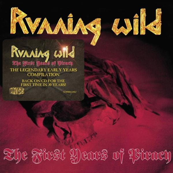 A Running Wild album borítója. Koponya és szöveg burgundi háttéren.