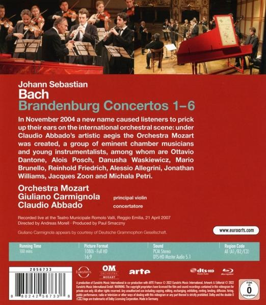 Giuliano - Abbado, Mozart, (Blu-ray) - Orchestra Carmignola Nr.1-6 Claudio Konzerte Brandenburgische
