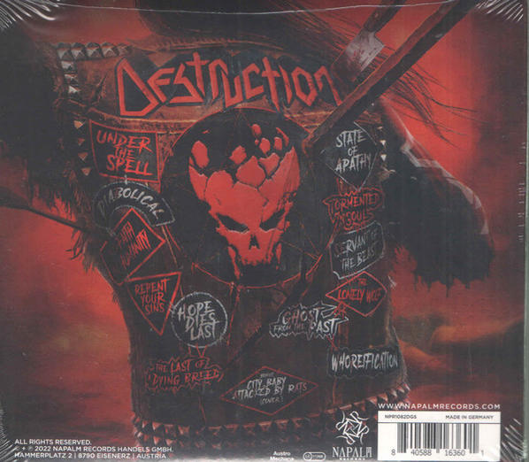 CD-Cover mit Lederjacken-Design. Bandname 'Destruction' ist sichtbar.