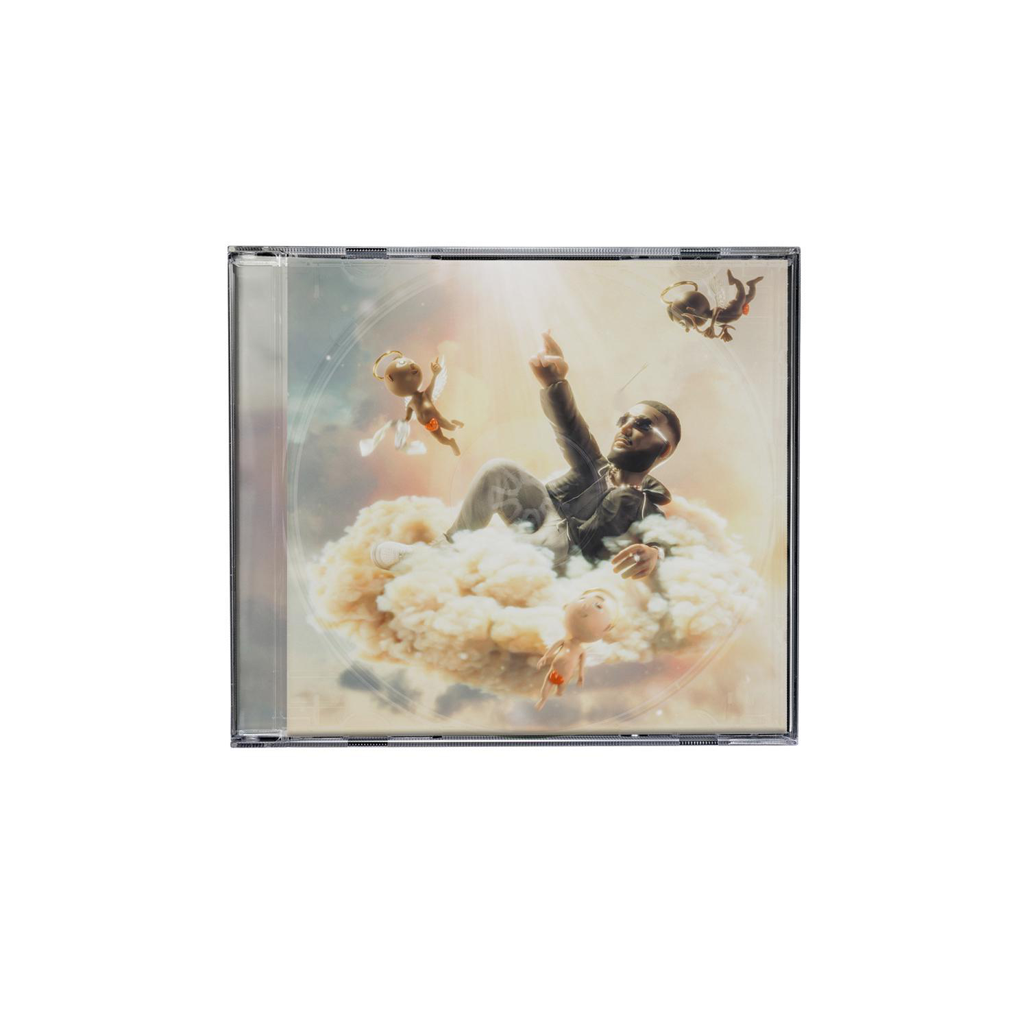 CD-Cover mit einem Mann in einer Wolke mit engelhaften Figuren, die nach oben zeigen.