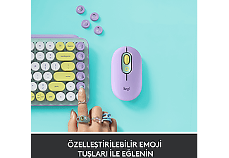 LOGITECH POP Keys Daydream Özelleştirilebilir Emoji Tuşlu Mekanik Kablosuz Klavye - Mint&Lila_2