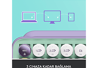 LOGITECH POP Keys Daydream Özelleştirilebilir Emoji Tuşlu Mekanik Kablosuz Klavye - Mint&Lila_5