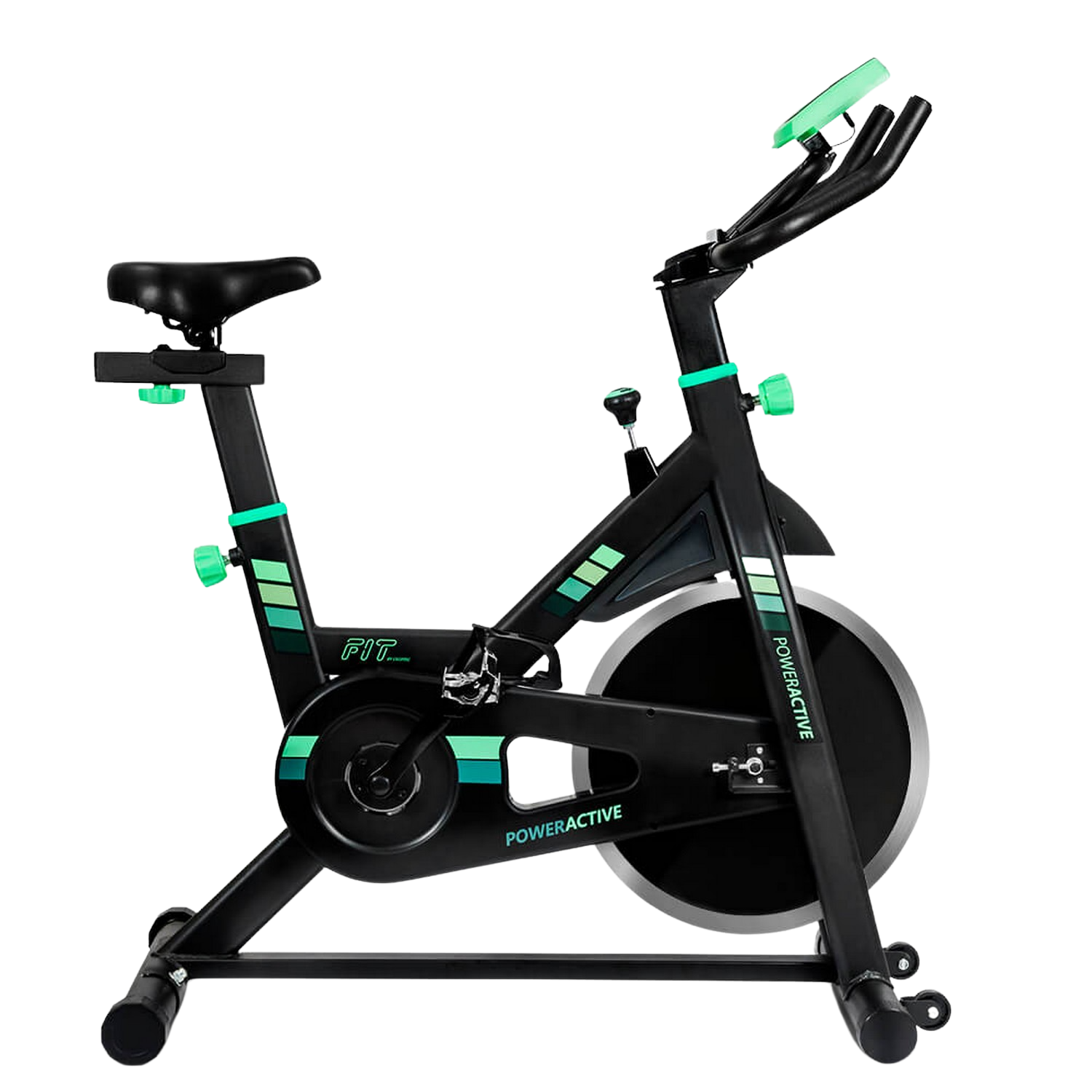 Bicicleta estática - Cecotec Power Active 7018, Volante Inercia 13 kg Delantero, Peso Máx. 120 kg, Freno fricción, Verde