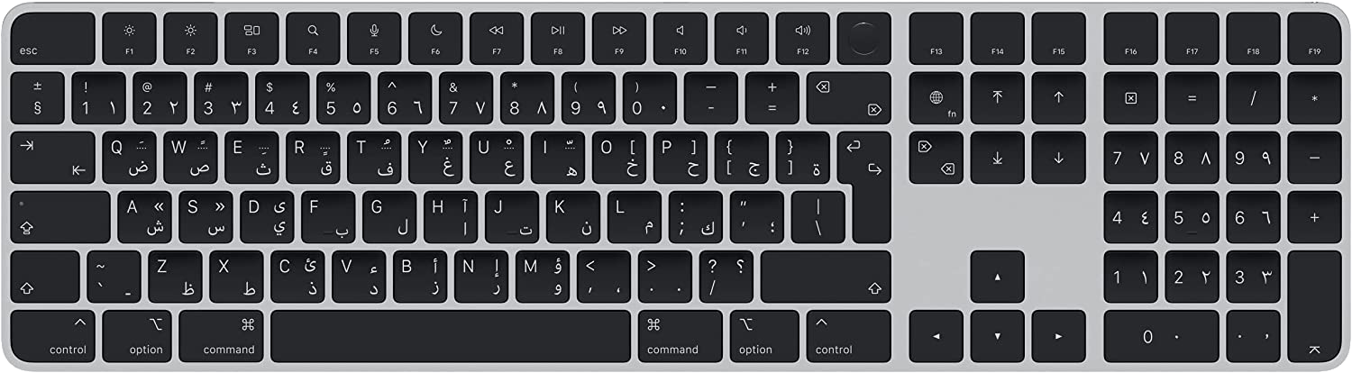 Apple Magic Keyboard con touch id y teclado para modelos de mac chip negras ​​​​​​​ bluetooth® qwerty plata