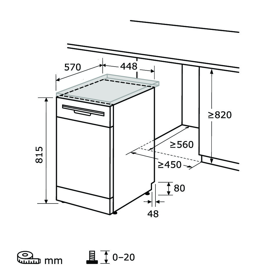 EXQUISIT GSP 9309-030 E Geschirrspüler (Standgerät, 448 mm breit, 49 dB (A), E)
