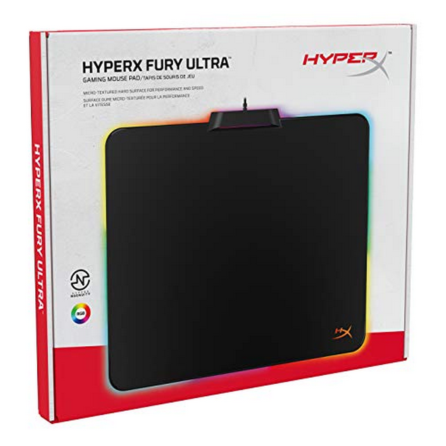 Alfombrilla gaming - HyperX Fury Ultra RGB, Caucho, Talla M, Negro